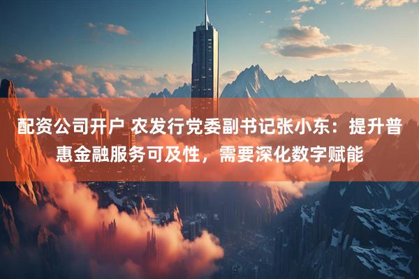配资公司开户 农发行党委副书记张小东：提升普惠金融服务可及性，需要深化数字赋能