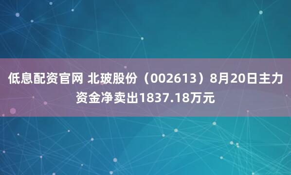 低息配资官网 北玻股份（002613）8月20日主力资金净卖出1837.18万元